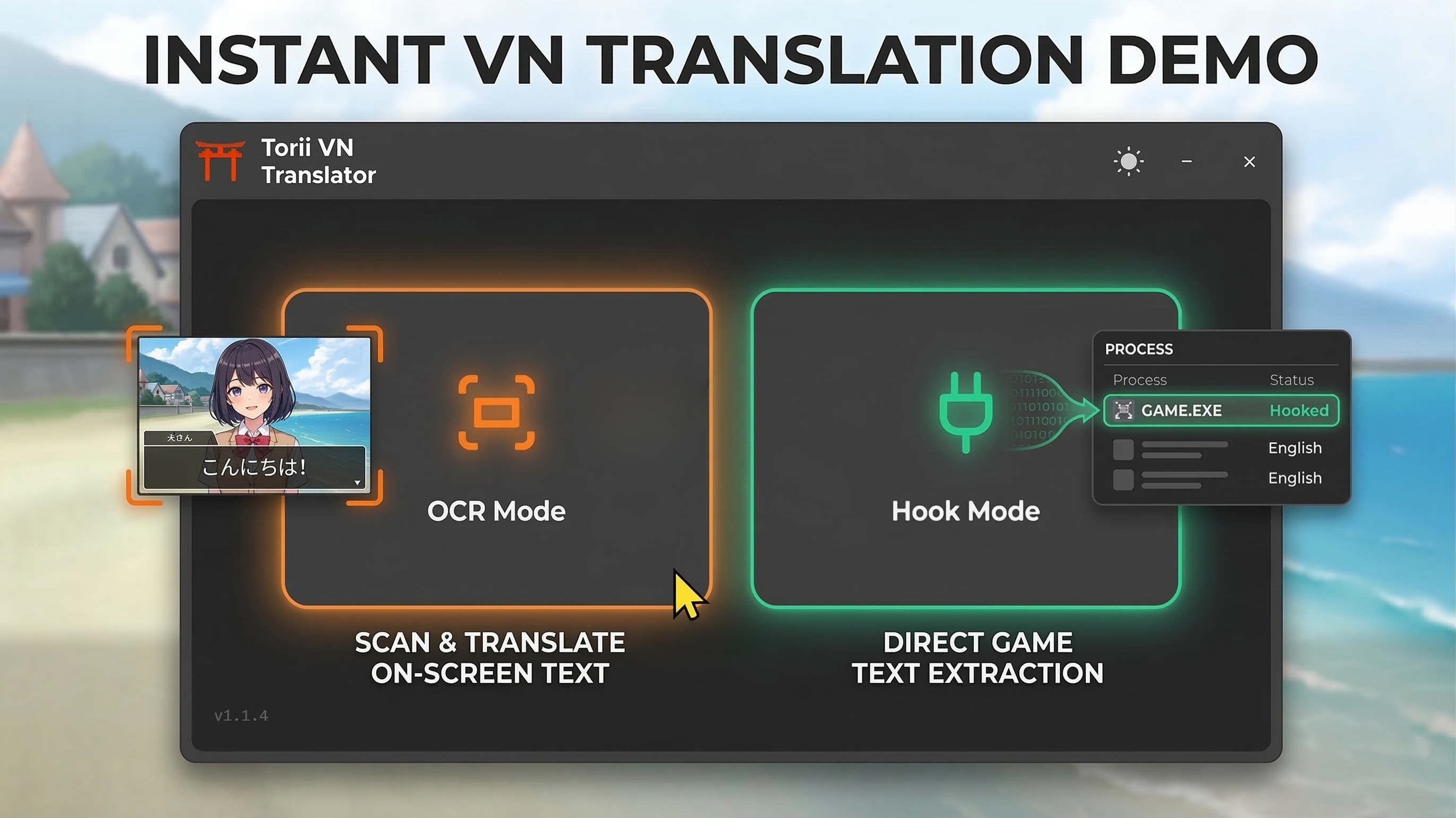 Torii Visual Novel Translator Interface